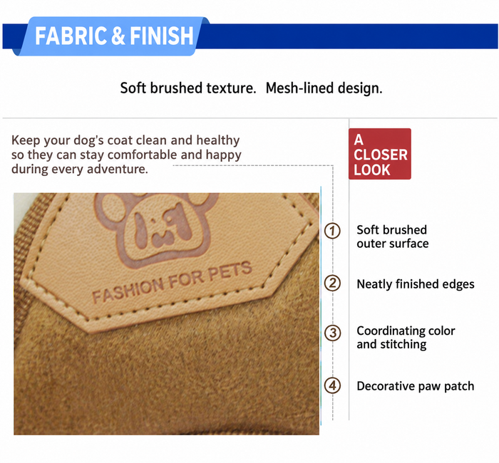 Soft brushed fabric and decorative paw patch