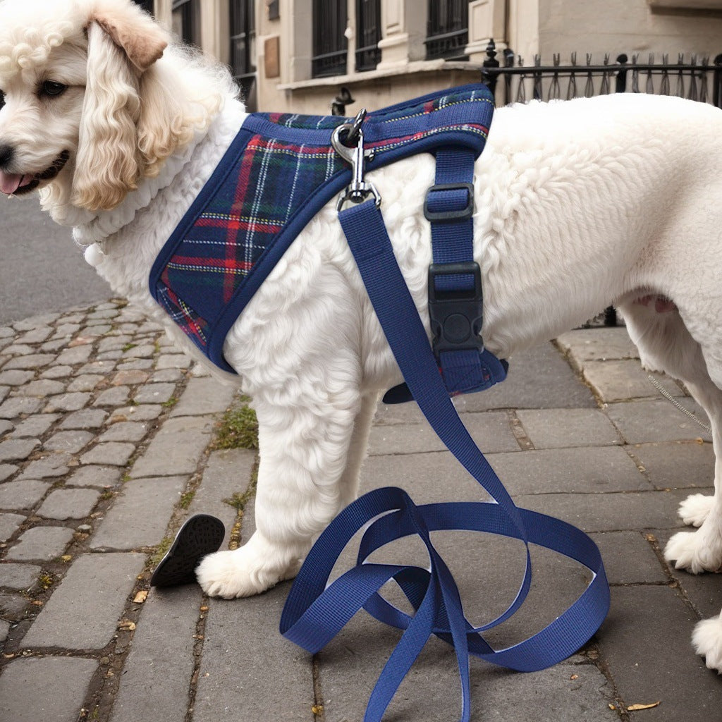 Plaid Dog Harness & Leash Set