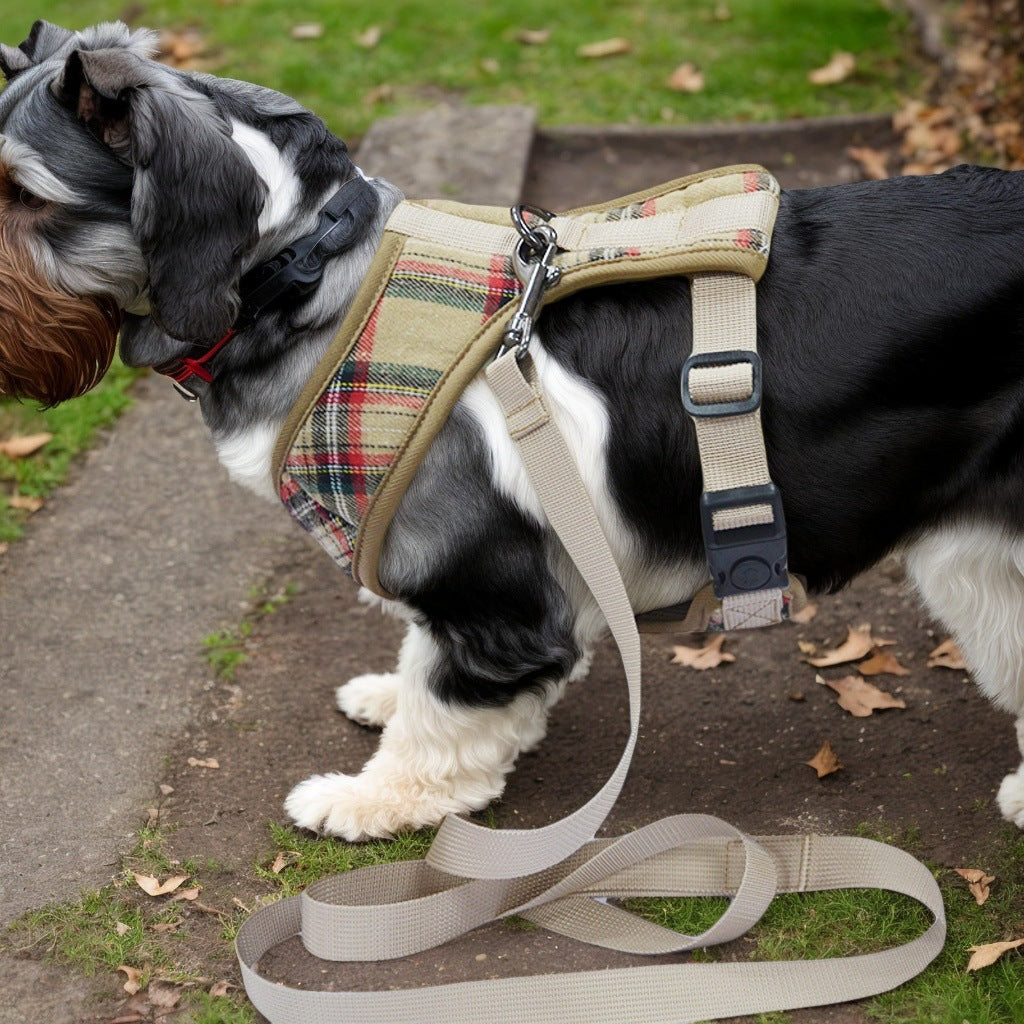Plaid Dog Harness & Leash Set