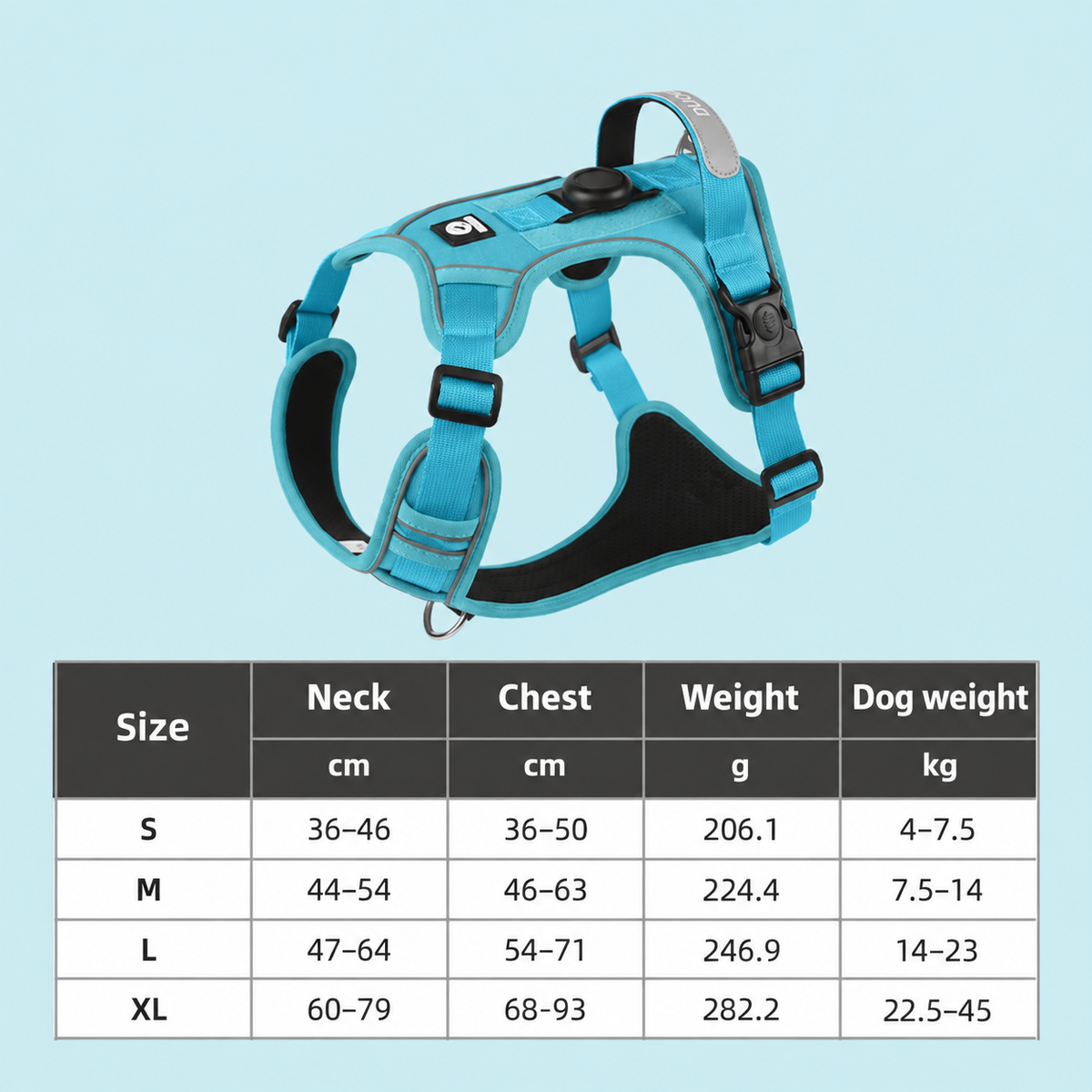 Adjustable Reflective Dog Harness with AirTag Holder