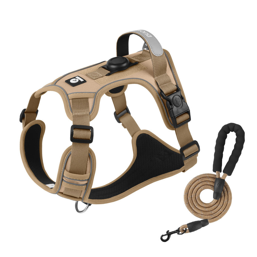 Reflective Dog Harness & Leash Set — Optional LED Light