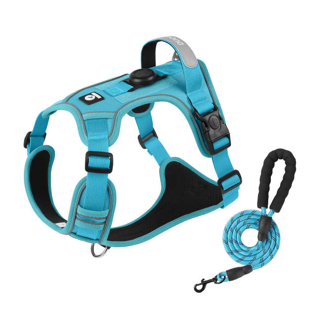 Reflective Dog Harness & Leash Set — Optional LED Light