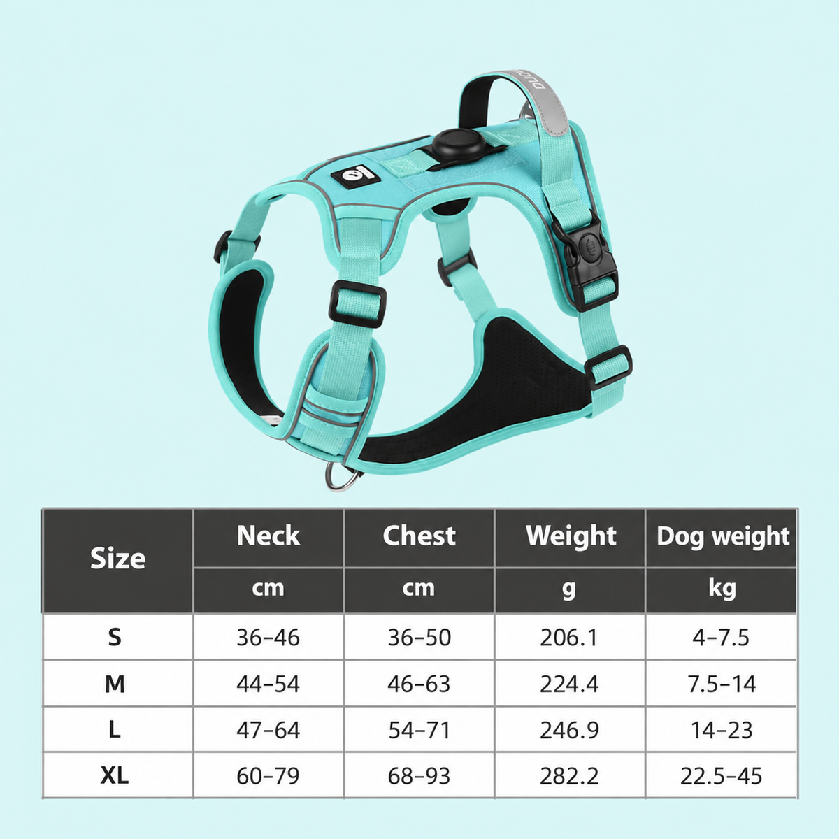 Adjustable Reflective Dog Harness with AirTag Holder