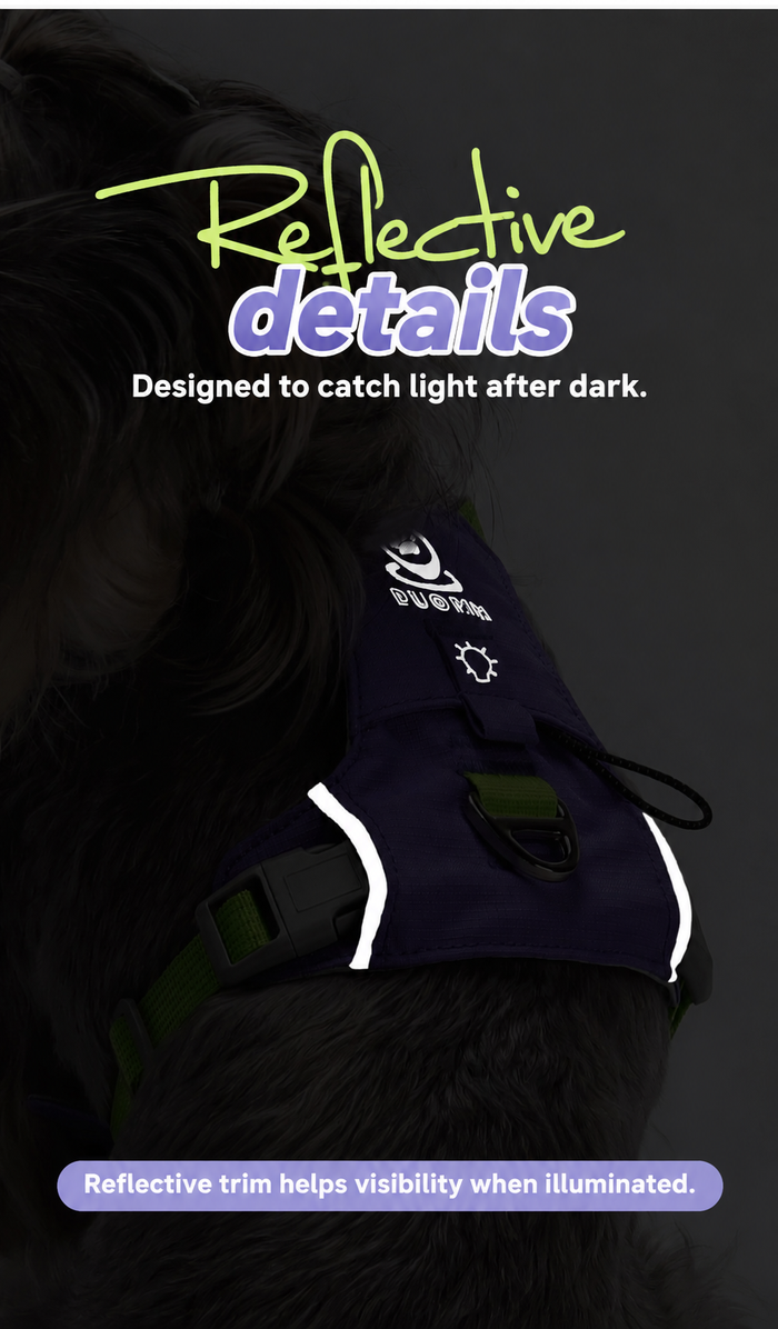 Harness reflective trim shown under illumination